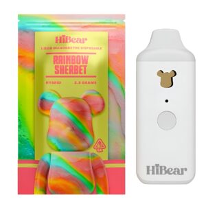 buy HiBear Rainbow Sherbet vape, Rainbow Sherbet 2.5g vape pen, HiBear Liquid Diamonds Rainbow Sherbet, hybrid Rainbow Sherbet disposable, rechargeable THC vape, full-spectrum Rainbow Sherbet vape