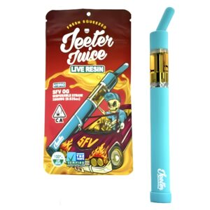 buy Jeeter Juice SFV OG vape, Jeeter SFV OG live resin vape pen, SFV OG disposable vape, hybrid OG vape cartridge, draw-activated SFV OG pen, pine-flavored THC vape