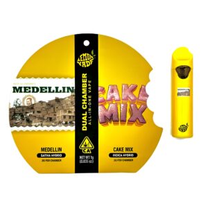 buy medellin cake mix vape, Cookies Dual Chambers Medellin x Cake Mix vape, Medellin x Cake Mix vape pen, dual chamber disposable vape, Medellin vape cartridge, Cake Mix vape cartridge, hybrid dual vape